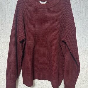 New w/o tags- Time and Tru Merlot Wine Crew Neck Sweater with Waffle Knit